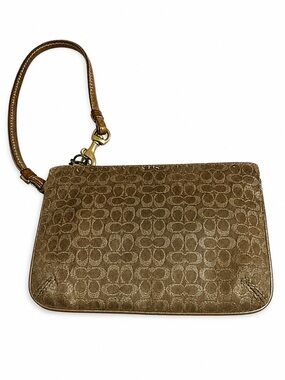 Coach Vintage Gold Signature Metallic Wristlet Clutch GUC